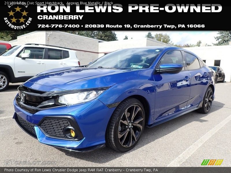 Aegean Blue Metallic / Black 2018 Honda Civic Sport Hatchback