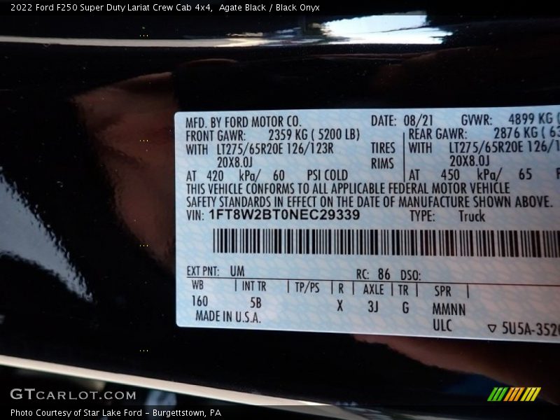 Agate Black / Black Onyx 2022 Ford F250 Super Duty Lariat Crew Cab 4x4
