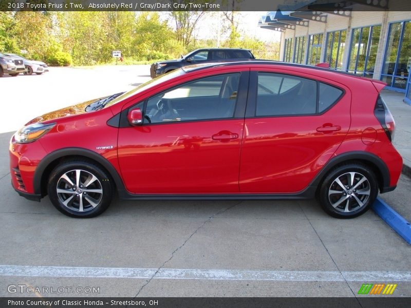 Absolutely Red / Gray/Dark Gray Two-Tone 2018 Toyota Prius c Two