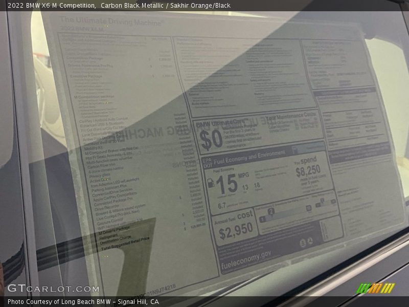  2022 X6 M Competition Window Sticker