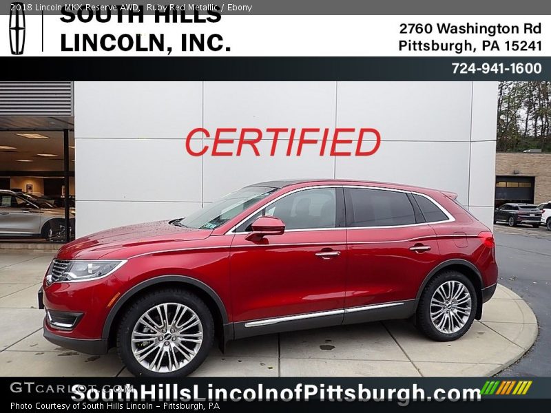 Ruby Red Metallic / Ebony 2018 Lincoln MKX Reserve AWD