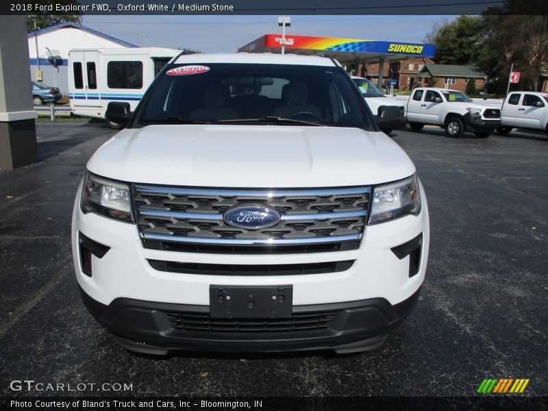 Oxford White / Medium Stone 2018 Ford Explorer FWD
