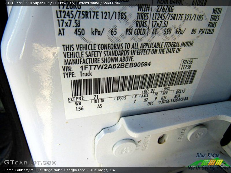 Oxford White / Steel Gray 2011 Ford F250 Super Duty XL Crew Cab