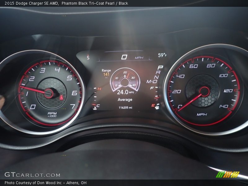 Phantom Black Tri-Coat Pearl / Black 2015 Dodge Charger SE AWD