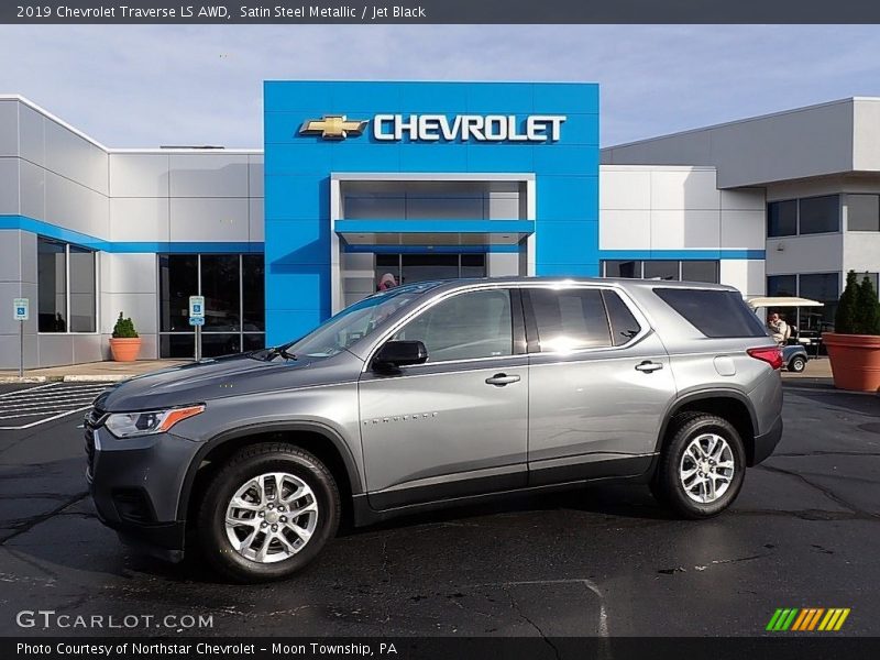 Satin Steel Metallic / Jet Black 2019 Chevrolet Traverse LS AWD