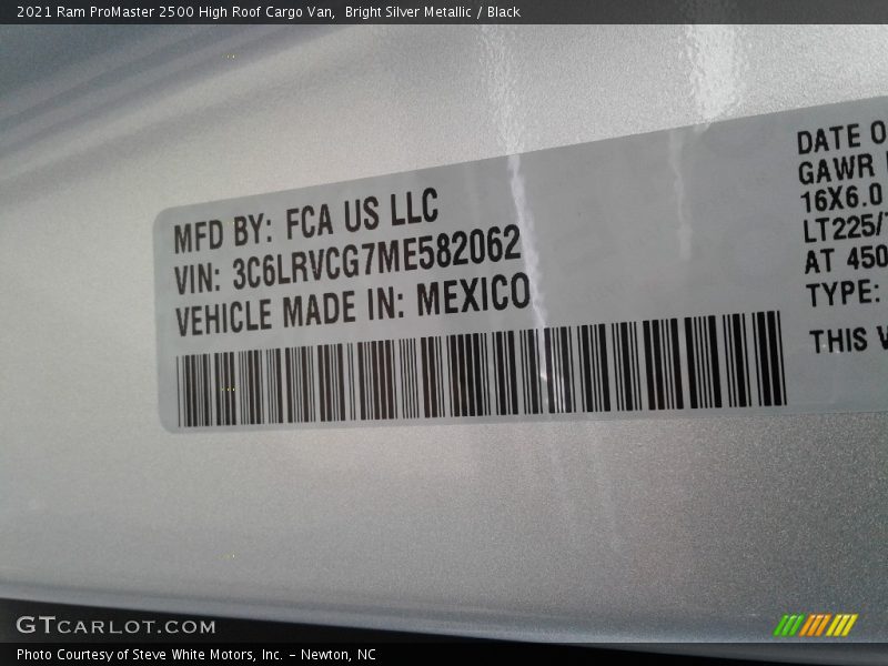 Bright Silver Metallic / Black 2021 Ram ProMaster 2500 High Roof Cargo Van