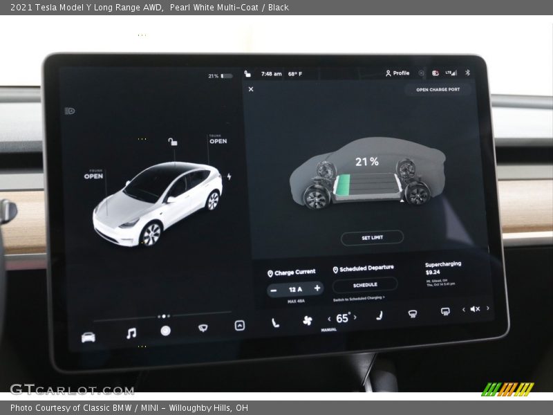 Controls of 2021 Model Y Long Range AWD