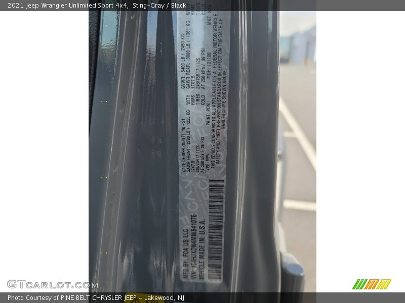 Sting-Gray / Black 2021 Jeep Wrangler Unlimited Sport 4x4