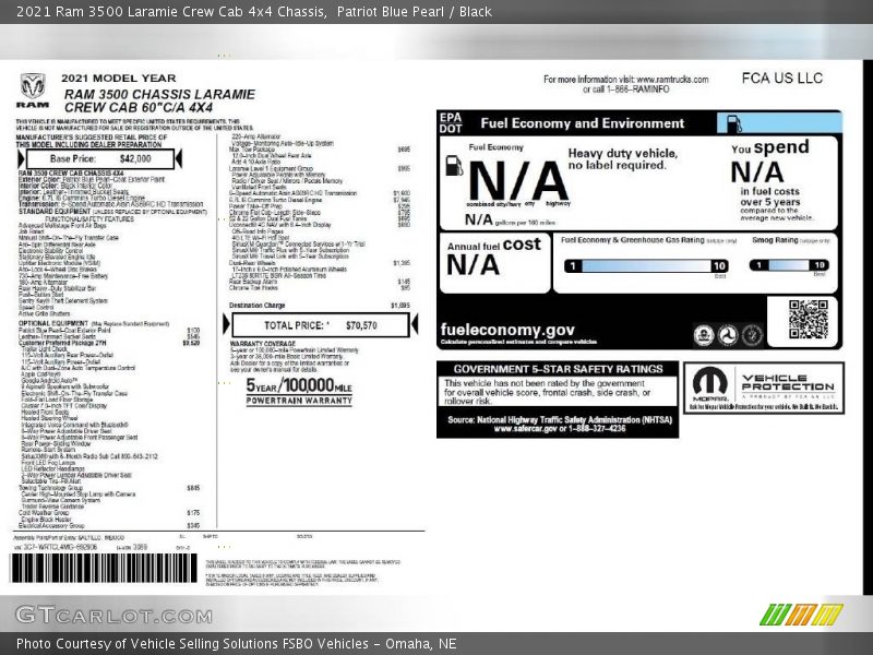 Patriot Blue Pearl / Black 2021 Ram 3500 Laramie Crew Cab 4x4 Chassis