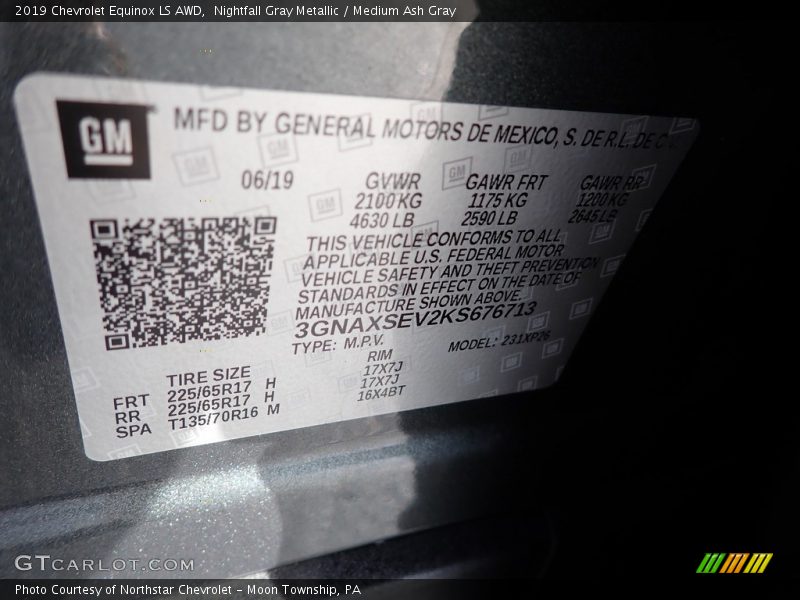 Nightfall Gray Metallic / Medium Ash Gray 2019 Chevrolet Equinox LS AWD