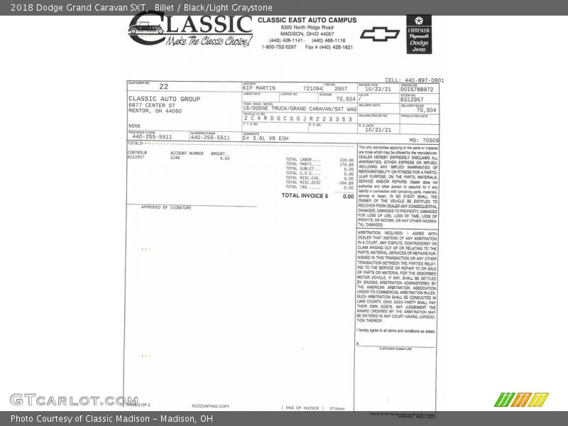 Billet / Black/Light Graystone 2018 Dodge Grand Caravan SXT