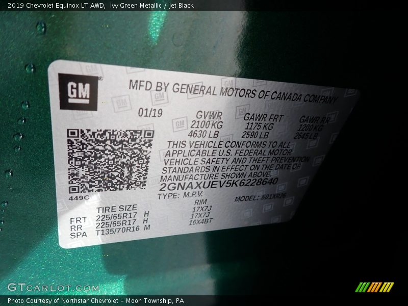 Ivy Green Metallic / Jet Black 2019 Chevrolet Equinox LT AWD