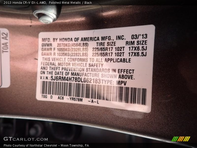 Polished Metal Metallic / Black 2013 Honda CR-V EX-L AWD