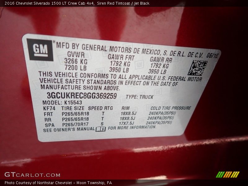 Siren Red Tintcoat / Jet Black 2016 Chevrolet Silverado 1500 LT Crew Cab 4x4