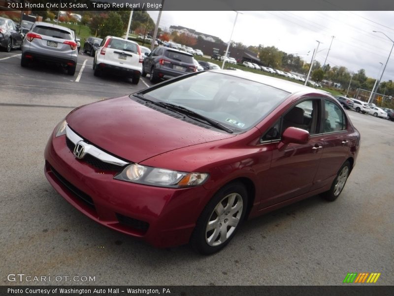 Tango Red Pearl / Beige 2011 Honda Civic LX Sedan