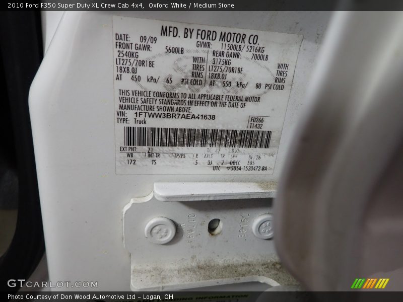 Oxford White / Medium Stone 2010 Ford F350 Super Duty XL Crew Cab 4x4