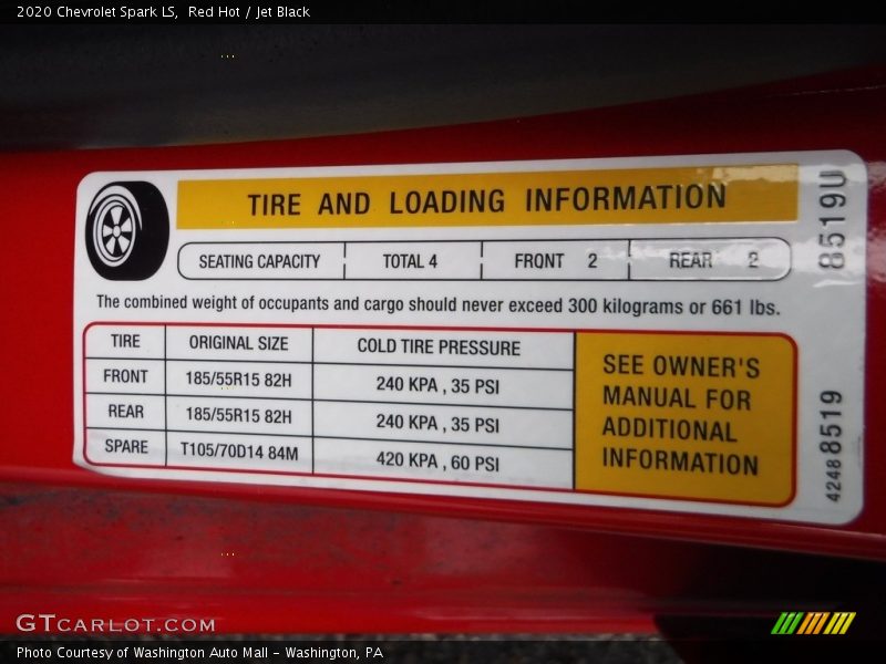 Red Hot / Jet Black 2020 Chevrolet Spark LS