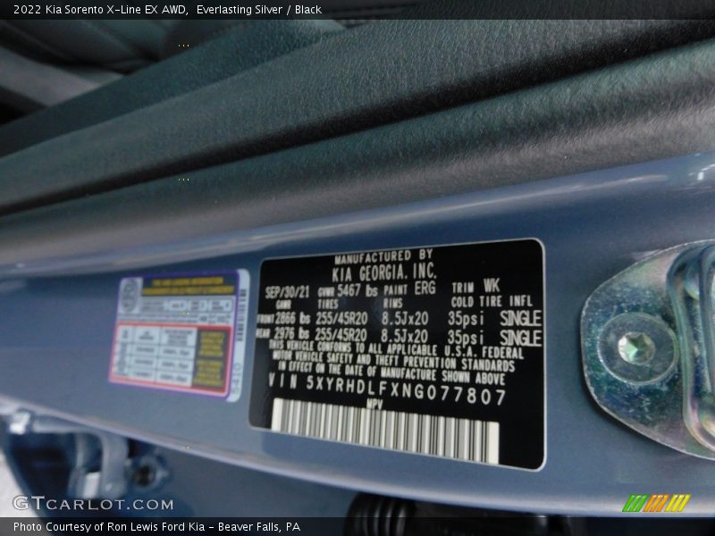 2022 Sorento X-Line EX AWD Everlasting Silver Color Code ERG