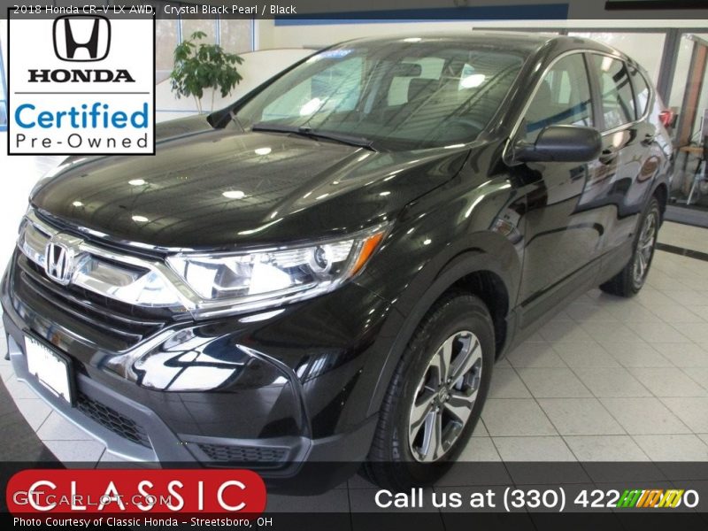 Crystal Black Pearl / Black 2018 Honda CR-V LX AWD