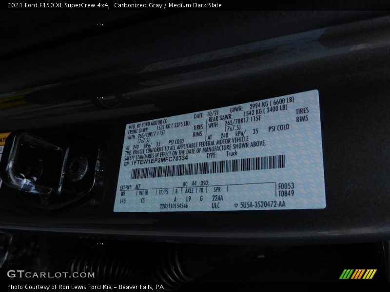 Carbonized Gray / Medium Dark Slate 2021 Ford F150 XL SuperCrew 4x4