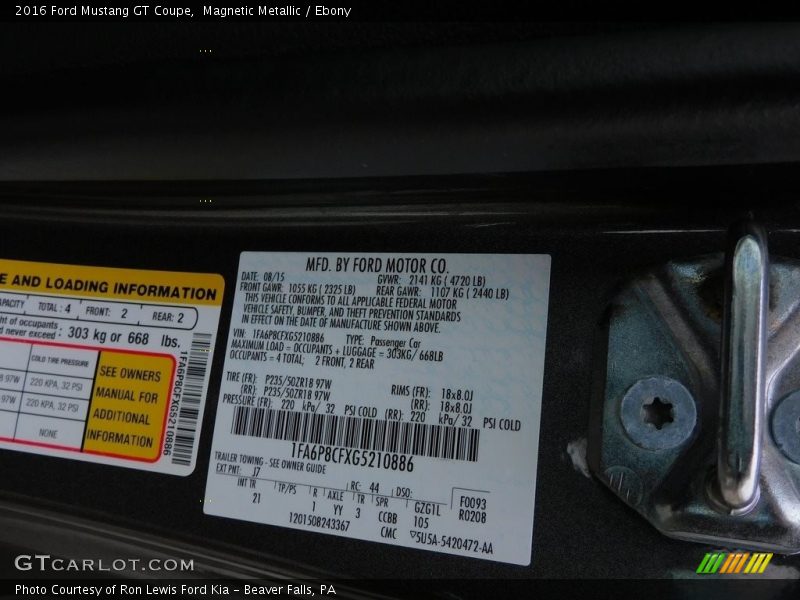 Magnetic Metallic / Ebony 2016 Ford Mustang GT Coupe