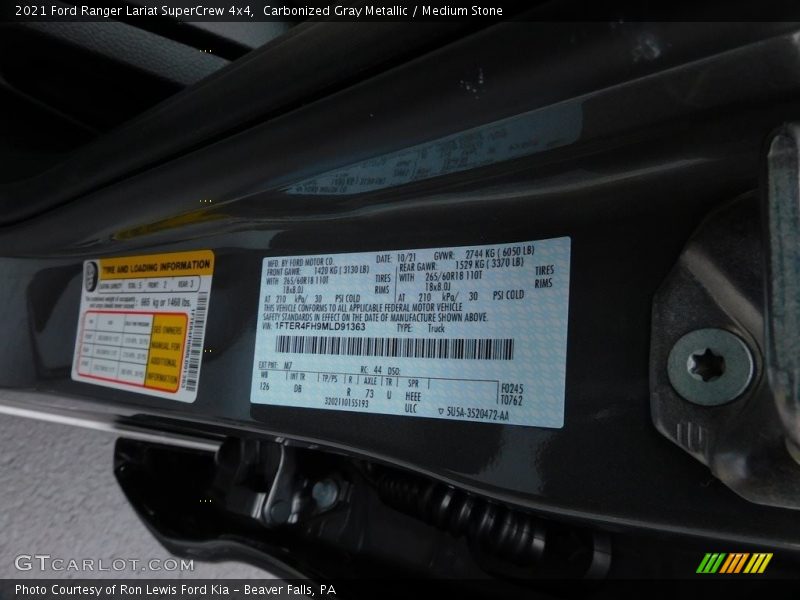 Carbonized Gray Metallic / Medium Stone 2021 Ford Ranger Lariat SuperCrew 4x4