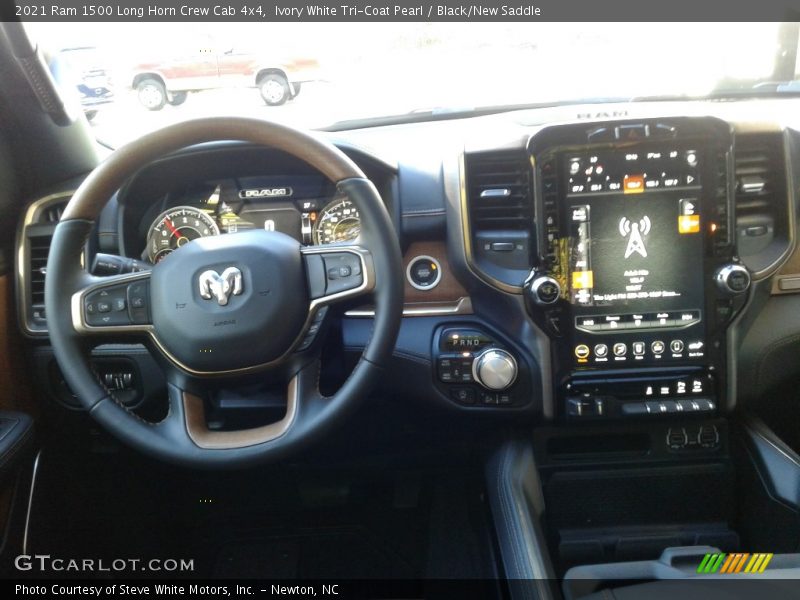 Ivory White Tri-Coat Pearl / Black/New Saddle 2021 Ram 1500 Long Horn Crew Cab 4x4