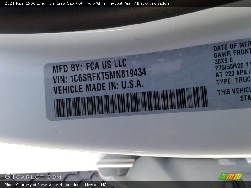 Ivory White Tri-Coat Pearl / Black/New Saddle 2021 Ram 1500 Long Horn Crew Cab 4x4
