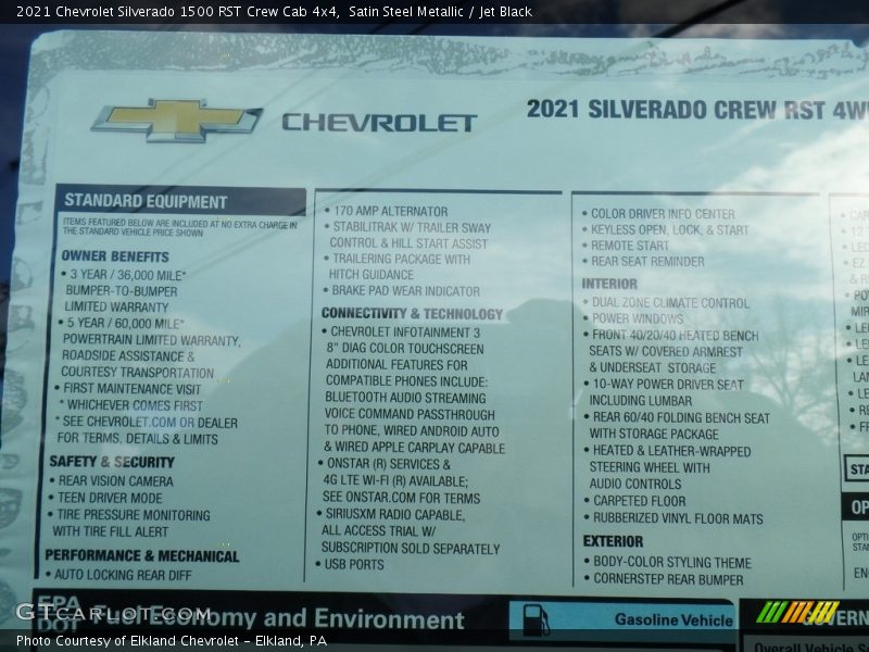 Satin Steel Metallic / Jet Black 2021 Chevrolet Silverado 1500 RST Crew Cab 4x4