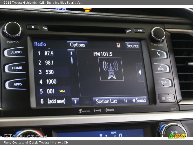 Shoreline Blue Pearl / Ash 2018 Toyota Highlander XLE