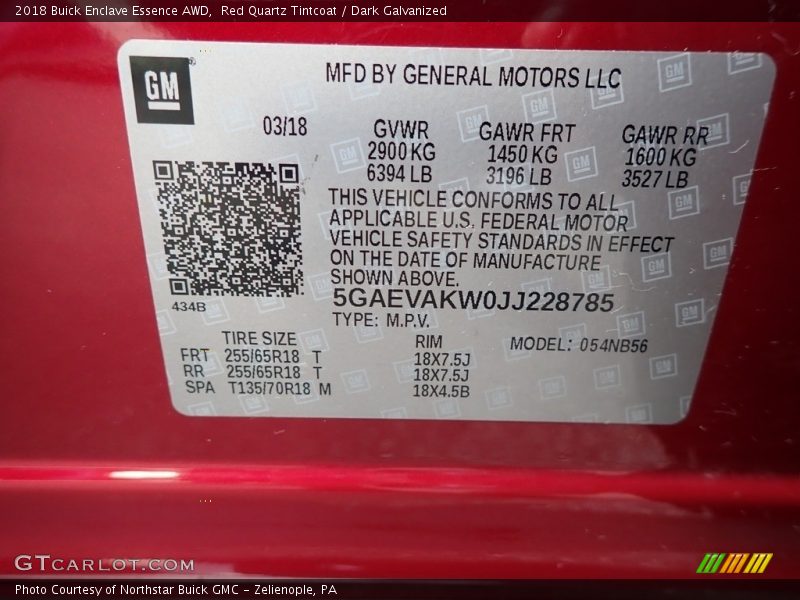 Red Quartz Tintcoat / Dark Galvanized 2018 Buick Enclave Essence AWD