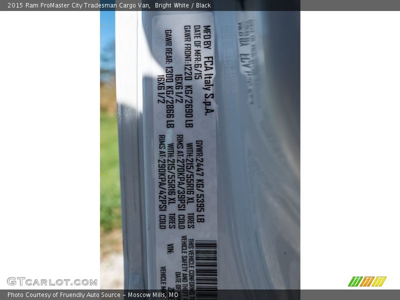 Bright White / Black 2015 Ram ProMaster City Tradesman Cargo Van