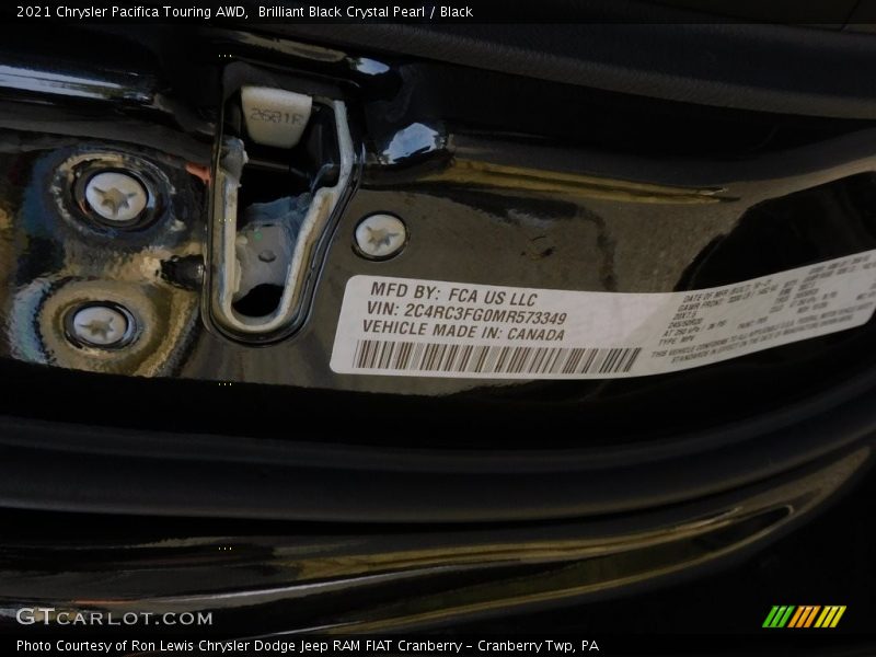 Brilliant Black Crystal Pearl / Black 2021 Chrysler Pacifica Touring AWD