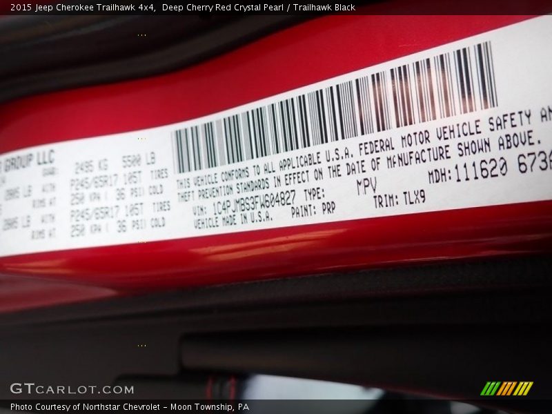 Deep Cherry Red Crystal Pearl / Trailhawk Black 2015 Jeep Cherokee Trailhawk 4x4
