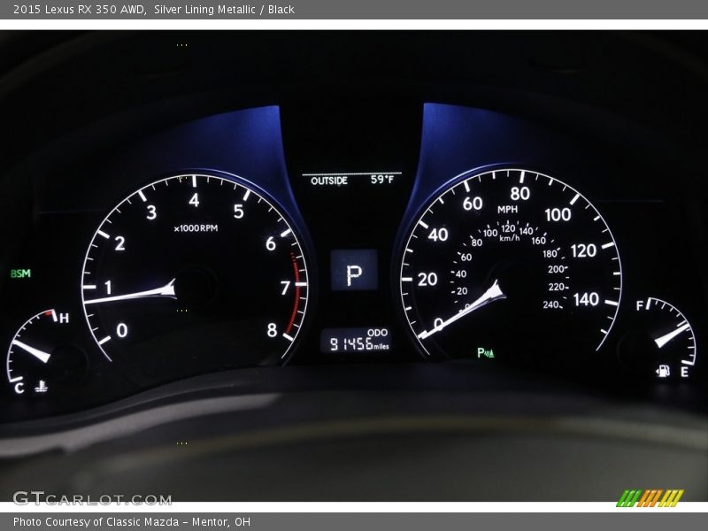 Silver Lining Metallic / Black 2015 Lexus RX 350 AWD