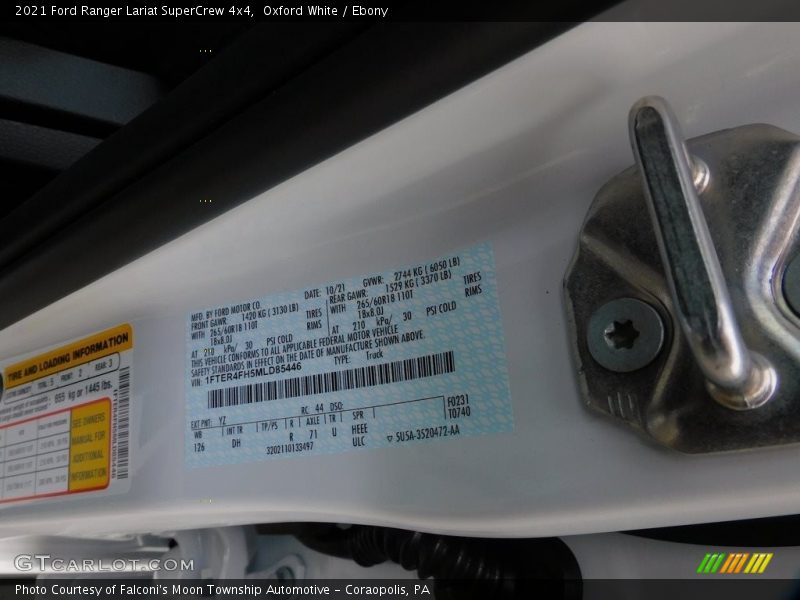 Oxford White / Ebony 2021 Ford Ranger Lariat SuperCrew 4x4