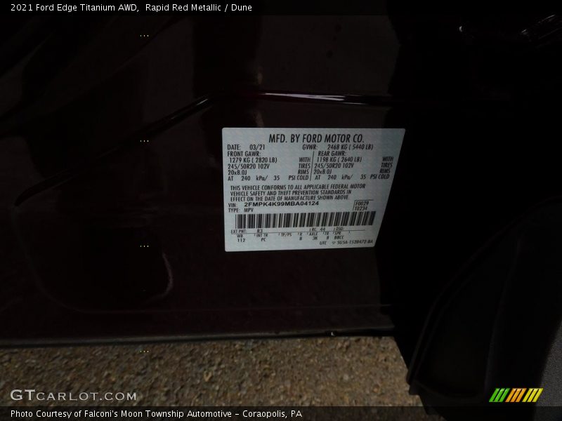 2021 Edge Titanium AWD Rapid Red Metallic Color Code R3