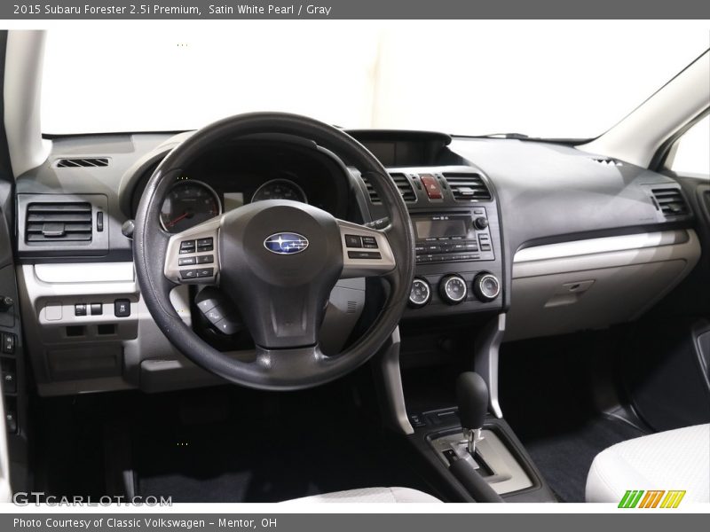 Satin White Pearl / Gray 2015 Subaru Forester 2.5i Premium