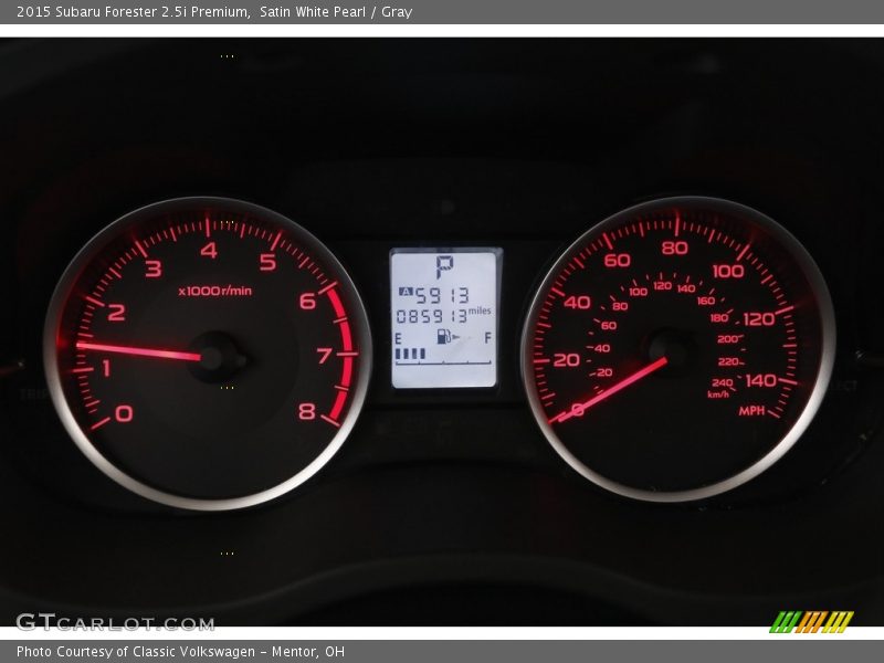 Satin White Pearl / Gray 2015 Subaru Forester 2.5i Premium