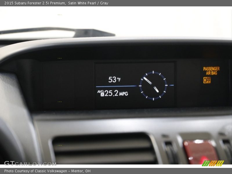 Satin White Pearl / Gray 2015 Subaru Forester 2.5i Premium