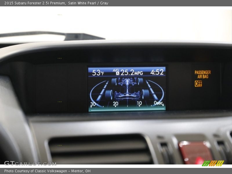 Satin White Pearl / Gray 2015 Subaru Forester 2.5i Premium