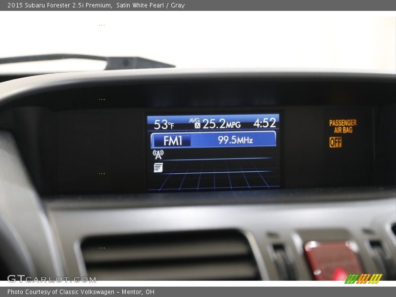 Satin White Pearl / Gray 2015 Subaru Forester 2.5i Premium
