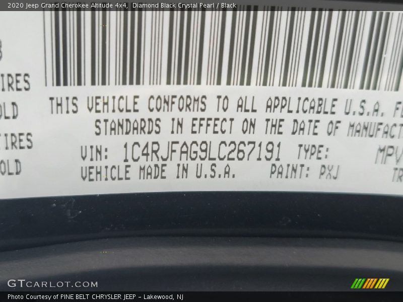 Diamond Black Crystal Pearl / Black 2020 Jeep Grand Cherokee Altitude 4x4