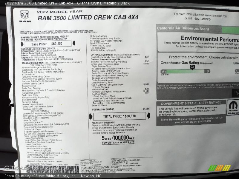  2022 3500 Limited Crew Cab 4x4 Window Sticker