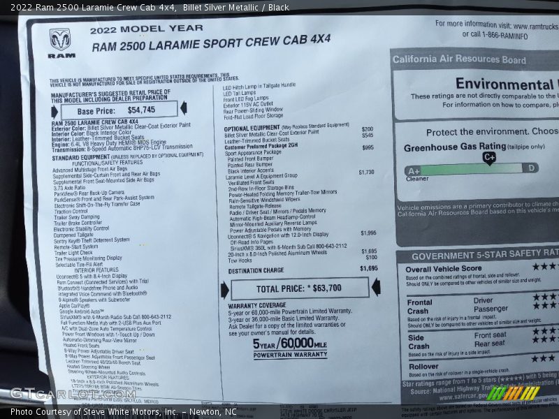 Billet Silver Metallic / Black 2022 Ram 2500 Laramie Crew Cab 4x4