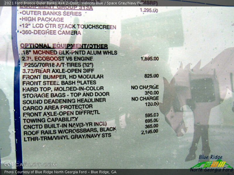 Velocity Blue / Space Gray/Navy Pier 2021 Ford Bronco Outer Banks 4x4 2-Door