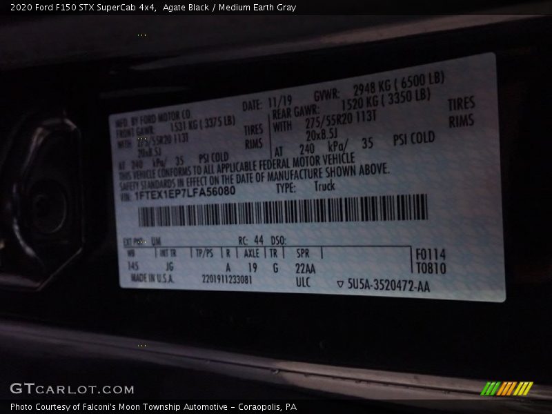 Agate Black / Medium Earth Gray 2020 Ford F150 STX SuperCab 4x4