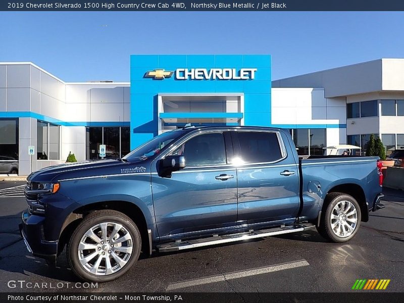 Northsky Blue Metallic / Jet Black 2019 Chevrolet Silverado 1500 High Country Crew Cab 4WD
