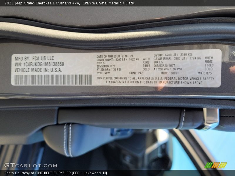 Granite Crystal Metallic / Black 2021 Jeep Grand Cherokee L Overland 4x4