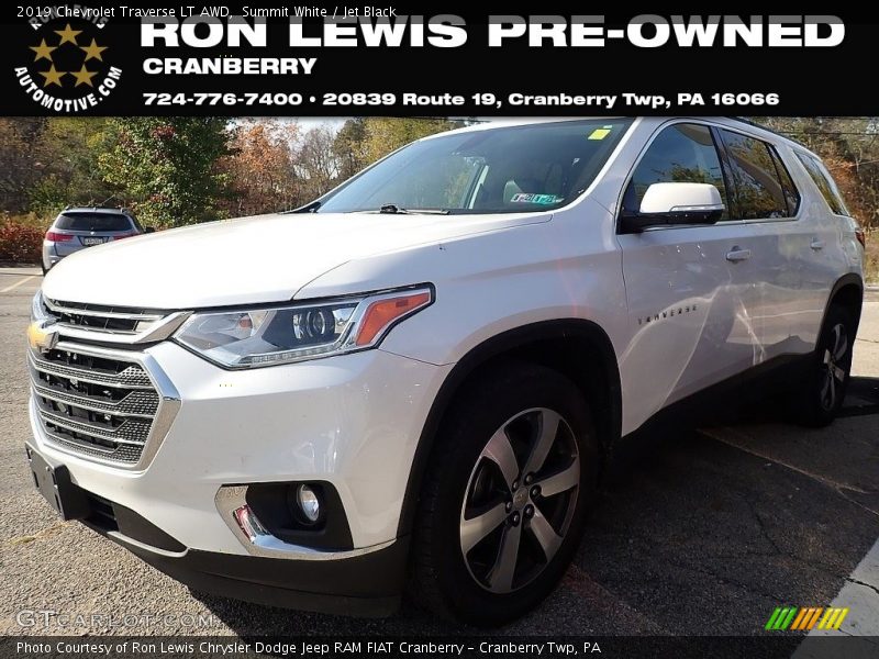 Summit White / Jet Black 2019 Chevrolet Traverse LT AWD